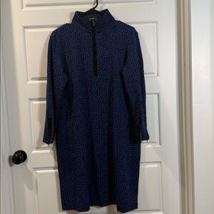 J McLaughlin Bedford Dress 1/2 Zip Stretch Bainbridge Fitted Blue Printed XL